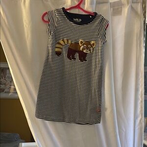 Black and White Short Sleeve Tee with Stripes and Graphic Design